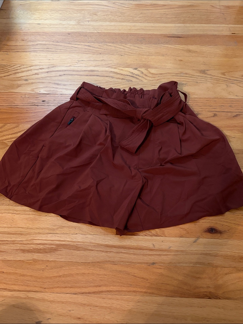 Athleta High-Waist Paperbag Tie-Belt Shorts - Burgundy, 8